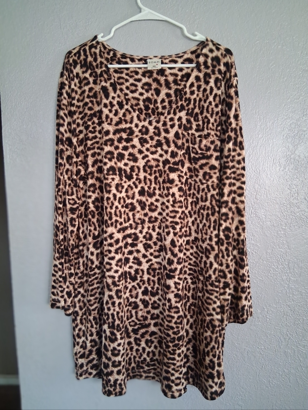Soma NWT Cool Nights LS Sleepshirt Divine Leopard Nude XXL